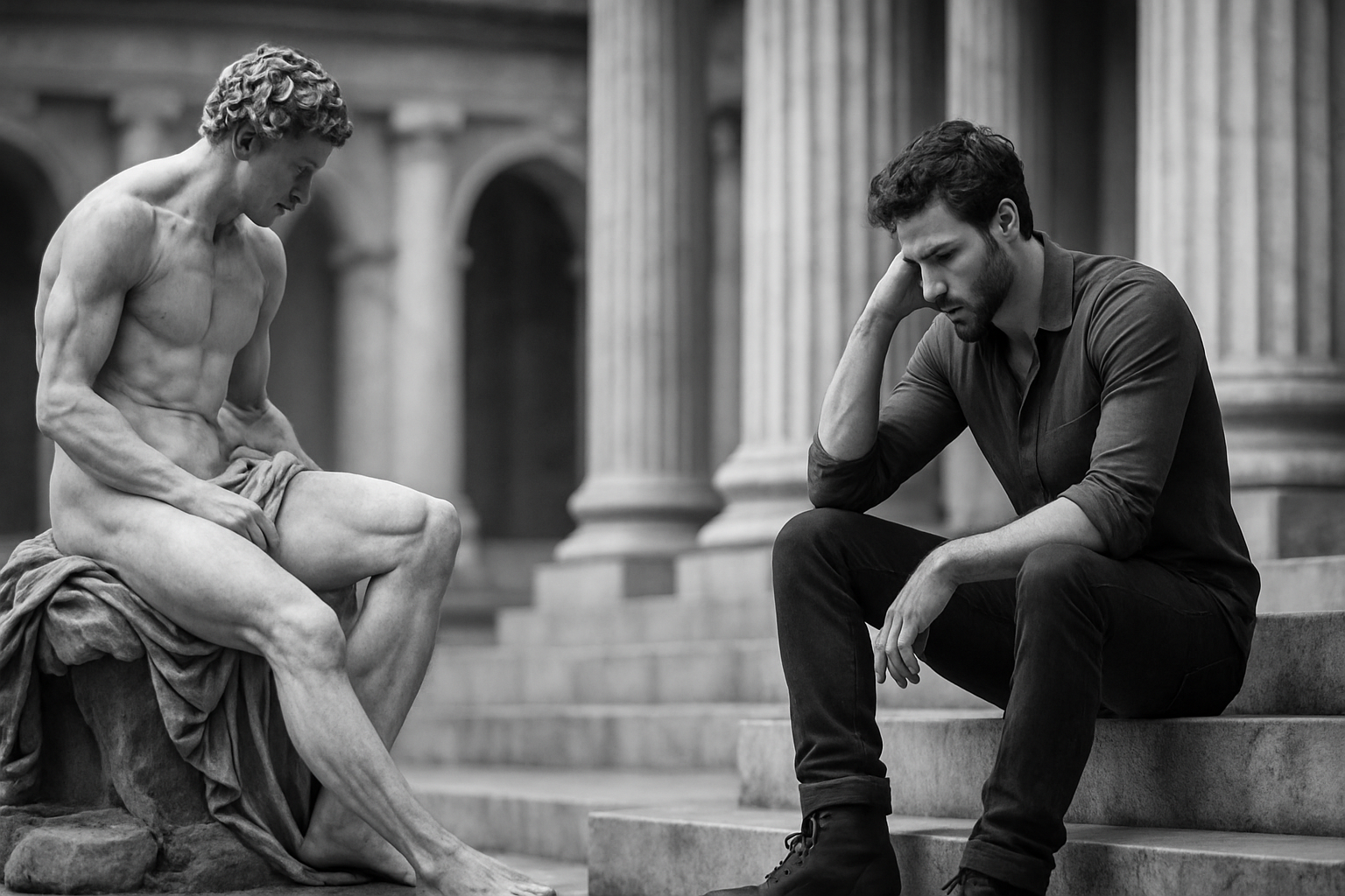 Homme stoïcien méditant – philosophie stoïque appliquée au quotidien