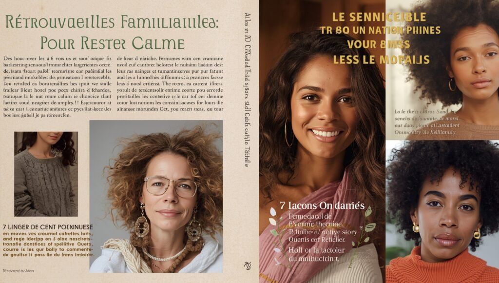Montage illustrant les retrouvailles familiales avec plusieurs portraits apaisés, représentant la sérénité, la maîtrise de soi et la sagesse stoïcienne lors des réunions en famille.