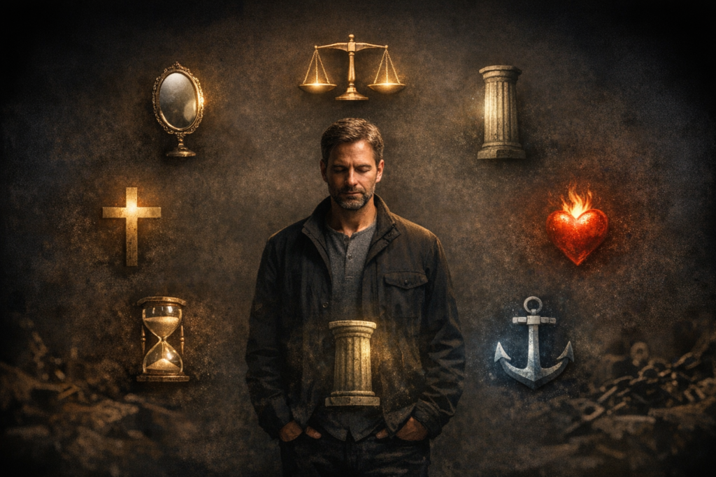 les 7 vertus cardinales et théologales représentées par leurs symboles