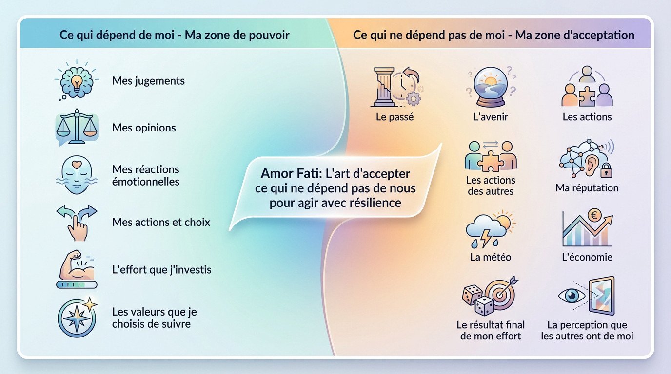 Schéma explicatif de la dichotomie du contrôle stoïcienne