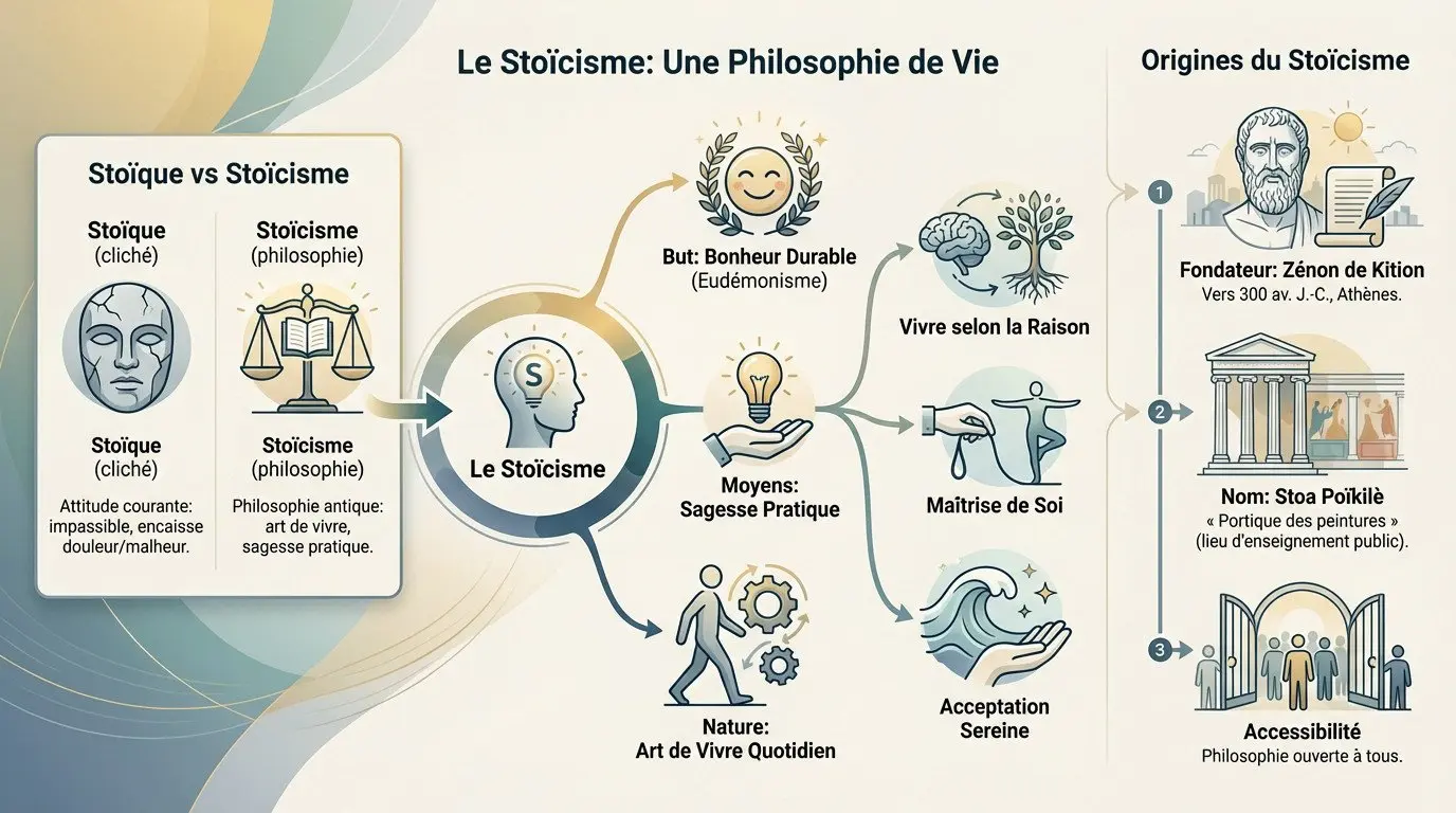 Statue antique illustrant la sérénité du stoïcisme face aux épreuves