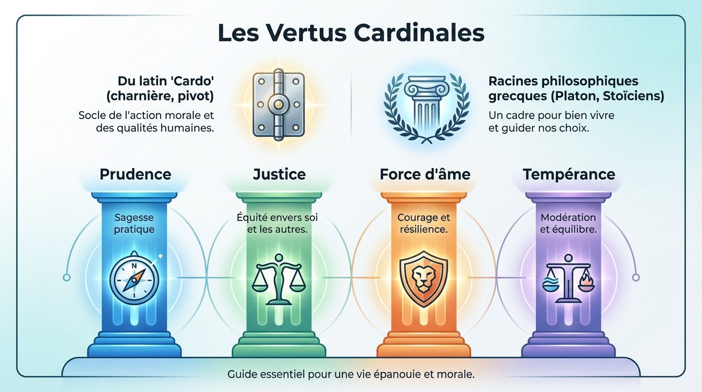 Allégorie des quatre vertus cardinales : prudence, justice, force et tempérance