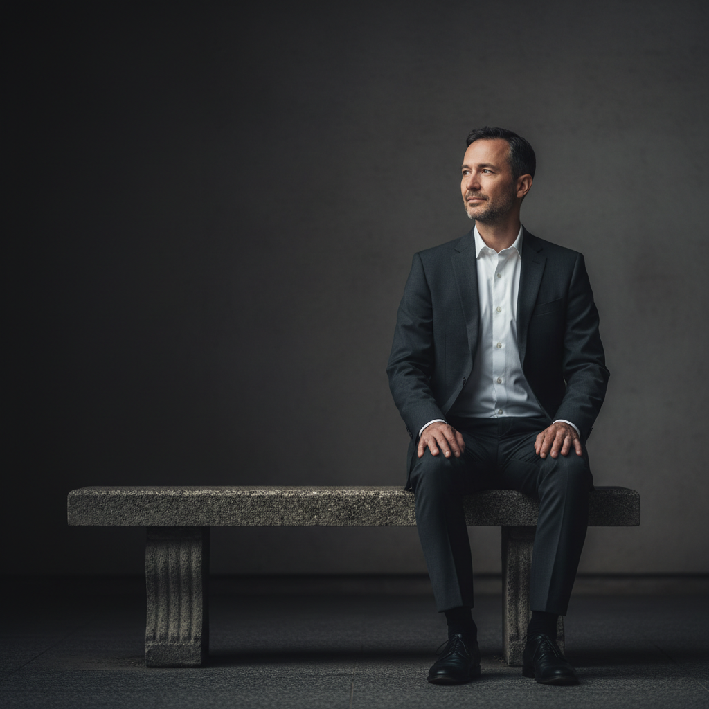 Portrait professionnel d’un homme en costume bleu et chemise blanche