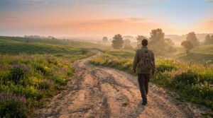 Person meditating in nature, symbolizing the pursuit of sustainable happiness and inner peace