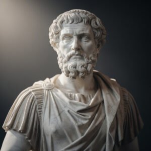 Stoic philosophy illustration inspired by Marcus Aurelius symbolizing wisdom, inner calm, and resilience.