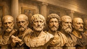 Les grands philosophes stoïciens : Zénon, Cléanthe, Chrysippe, Épictète, Marc Aurèle et Sénèque